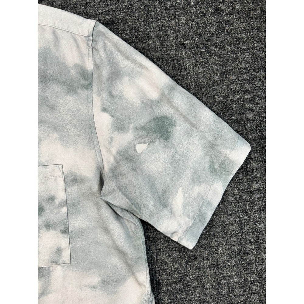 Theory Mens Noll SS CC Cloud Print Lyocell Button Up Shirt Grey White Size M - Picture 6 of 8